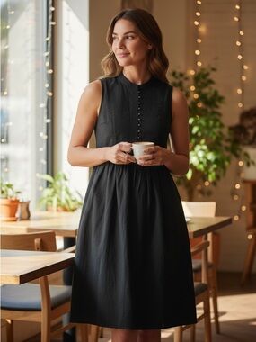Theory CYRENA PRISTINE Silk Cotton Black Mini Dress Size 2